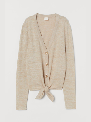 Fine-knit Tie-hem Cardigan