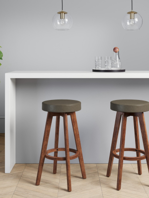 Banning Modern Round Swivel Barstool Espresso Faux Leather - Project 62™