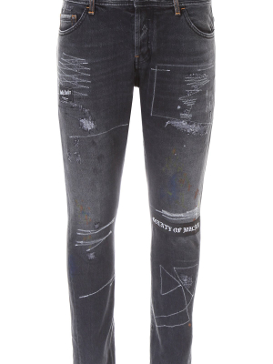 Marcelo Burlon County Of Milan Distressed Slim Fit Jeans