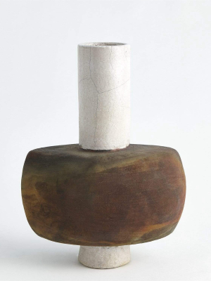 Studio A Rust Cylinder Raku Vase