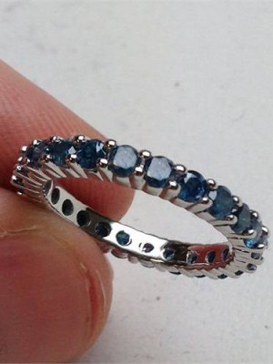 Pompeii3 1ct Blue Diamond Eternity Ring 14k White Gold