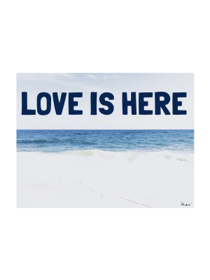 Love Is Here Beach - Navy Horizontal Art Print