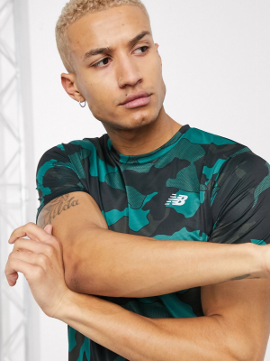 New Balance Running Accelerate T-shirt In Green Camo Print