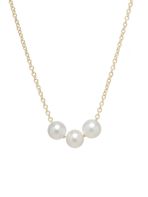 14k 3 Small Pearl Necklace