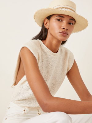 Cordovez Embellished Frayed Straw Hat