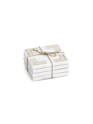 Mannara Square Marble Coasters, Set Of 4