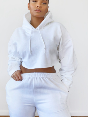 Plus White Ultimate Oversized Crop Hoodie