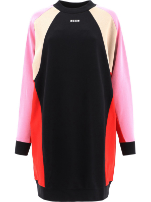 Msgm Crewneck Long-sleeve Dress