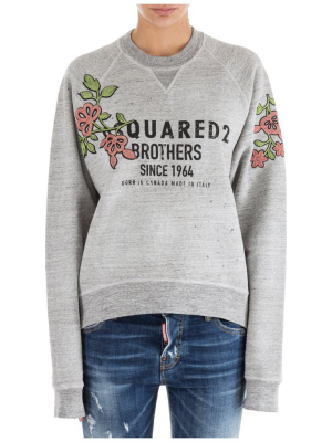 Dsquared2 Floral Appliqué Logo Sweatshirt