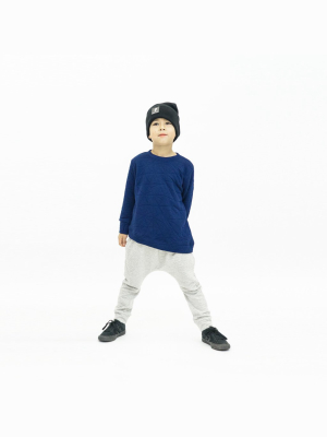 Asymmetric Pullover - Quilted Deep Blue - Youth