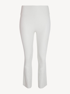 White Leather Crop Flare Legging