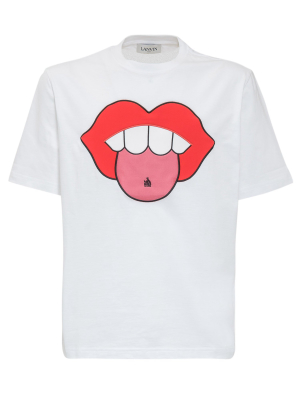 Lanvin Mouth Patch Round Neck T-shirt