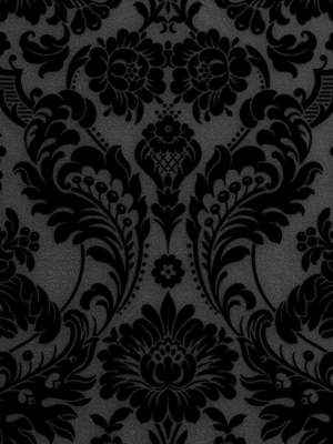 Gothic Damask Flock Wallpaper In Noir From The Exclusives Collection By Graham & Brown