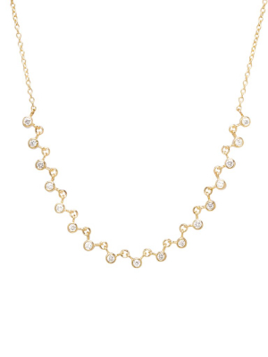 14k Linked 17 Bezel Diamond Necklace