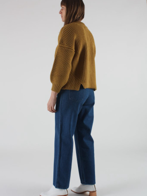 Notched Hem Sweater Ochre