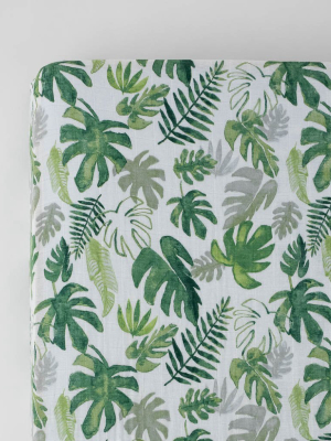 Little Unicorn Tropical Leaf Crib Sheet