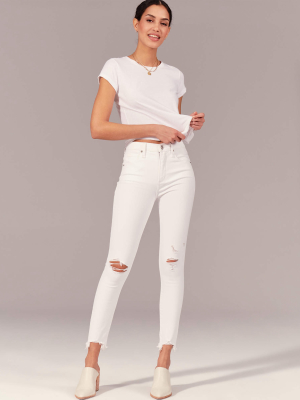Ripped High Rise Super Skinny Ankle Jeans