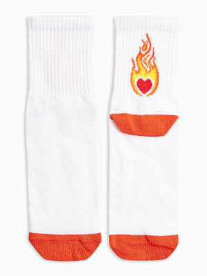 Red Heart Flame Tube Socks