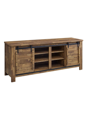 70" Cheshire Rustic Sliding Door Buffet Table Sideboard Walnut - Modway