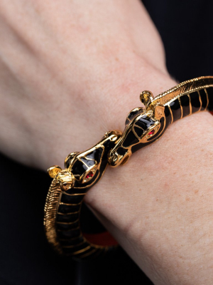 Polished Gold And Black Zebra Head Bracelet