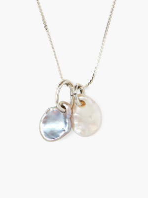 Double Pearl Silver Pendant Necklace