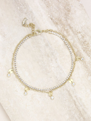 Giovanna Layered Crystal 18k Gold Plated Anklet