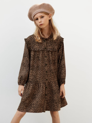 Animal Print Shirt Dress