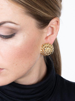 Domed Button Clip Earrings