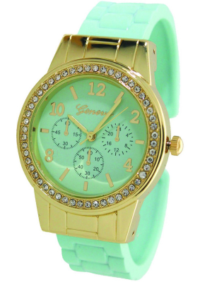 Olivia Pratt Matte Bangle Fashion Watch With Crystal Detail - Green