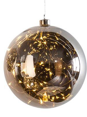 Hanging Orb Smoke Mirror Glass 8" Diameter Led Decor Ball  Design By Torre & Tagus