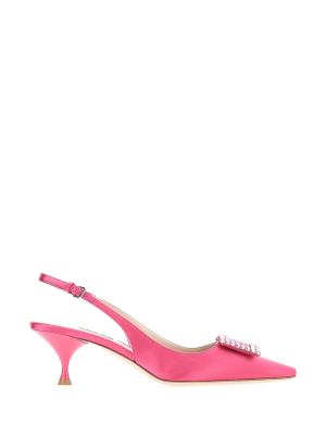 Miu Miu Embellished Pointed Toe Slingback Pumps