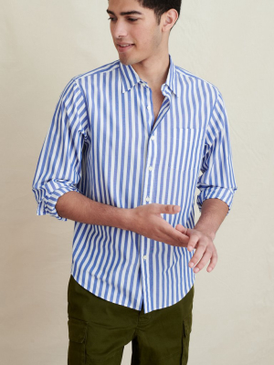 Mill Shirt In Wide Striped Portuguese Poplin