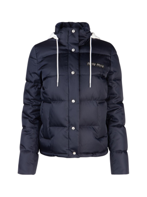 Miu Miu Logo Hooded Padded Jacket