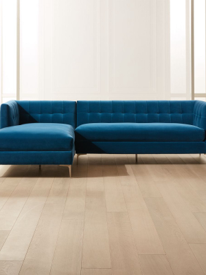 Holden 2-piece Blue Velvet Tufted Sectional Loveseat