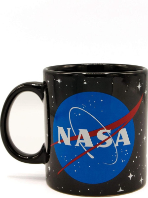 Silver Buffalo Nasa Logo Black 14oz Ceramic Coffee Mug