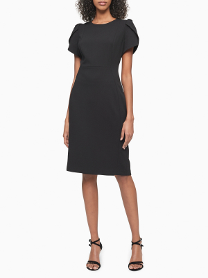 Solid Tulip Sleeve Sheath Dress