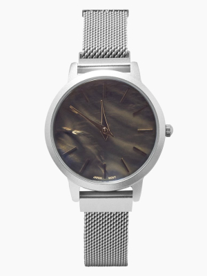 Round Metal Mesh Watch - Silver