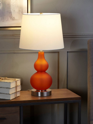 22.5" Reese Glass Gourd Silverwood Table Lamp (includes Led Light Bulb) Orange - Decor Therapy