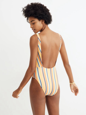 Madewell Second Wave Square-neck Tank One-piece Swimsuit In Almeria Stripe