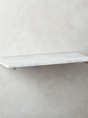 Large Brass And White Marble Shelf