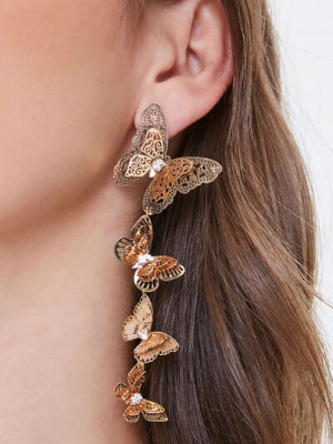 Filigree Butterfly Pendant Drop Earrings