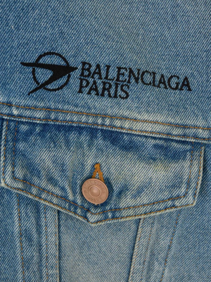 Balenciaga Paris Logo Print Denim Jacket