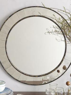 Antique Tiled Round Mirror