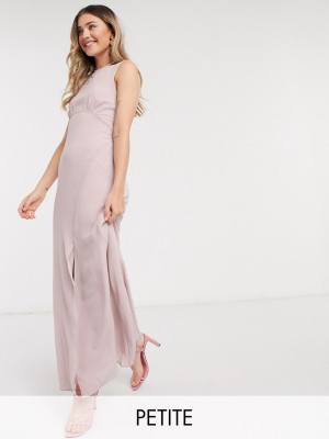 Tfnc Petite Bridesmaid Cowl Back Maxi Dress In Pink