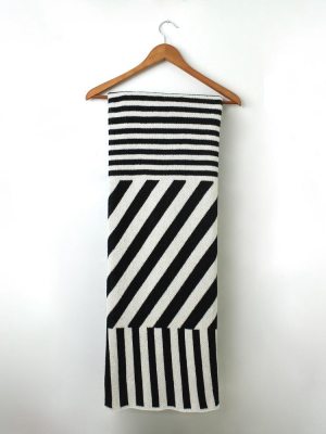 Happy Habitat Mixed Up Stripes Throw - Black/ivory