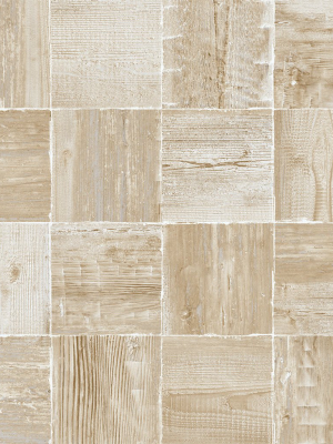 Wood Block Peel-and-stick Wallpaper In Wheat By Nextwall