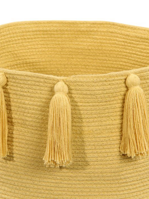 Tassels Basket In Yellow