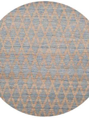 Cape Cod Light Blue/gold Round Rug