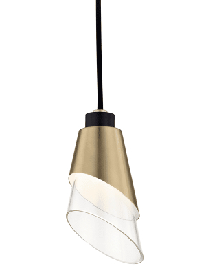 Angie 1 Light Pendant - Aged Brass/black