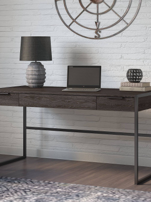 Atria Writing Desk With Drawers Charcoal Gray - Kathy Ireland Office